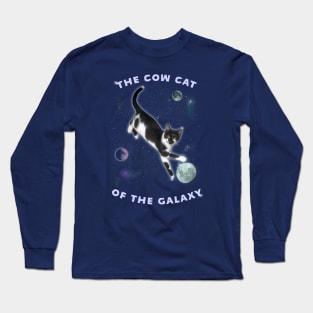Funny Galaxy Cat - "Cow Cat of the Galaxy" Cow cat and moon Long Sleeve T-Shirt